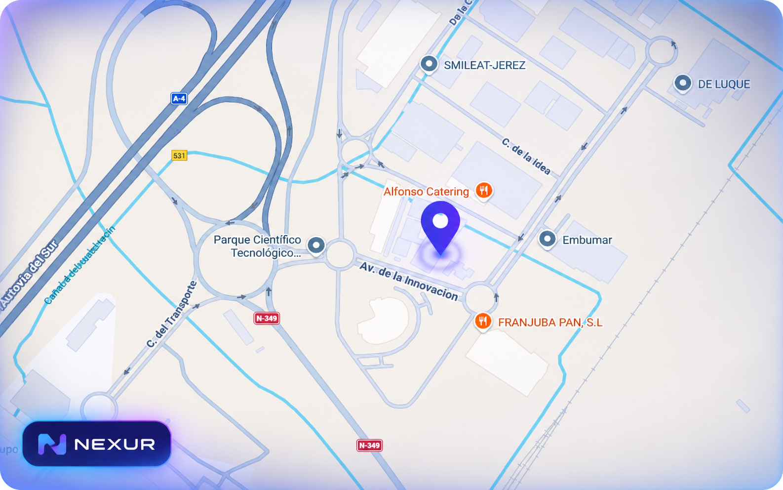 Mapa de la ubicación de NEXUR en Avenida de la Innovación, Jerez de la Frontera